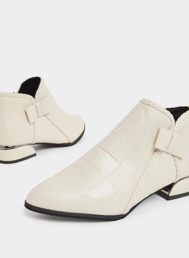 Take Two Women Beige Textured Embossed Ankle Boots - Image 3